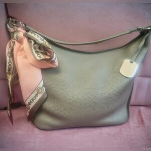 Furla Gray Leather Shoulder Bag With Silver Tone Hardware